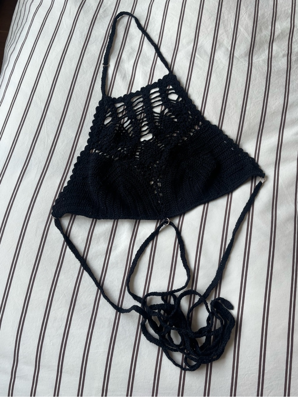 PacSun Black Crochet Halter Lace-Up Crop Top